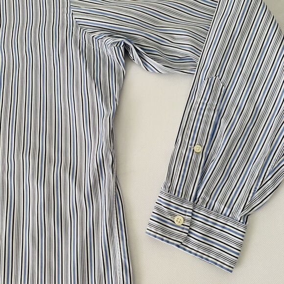 Ralph Lauren Shirt Mens 16 34/35 Classic Fit Blue White Striped Button Up Pony - Picture 6 of 8